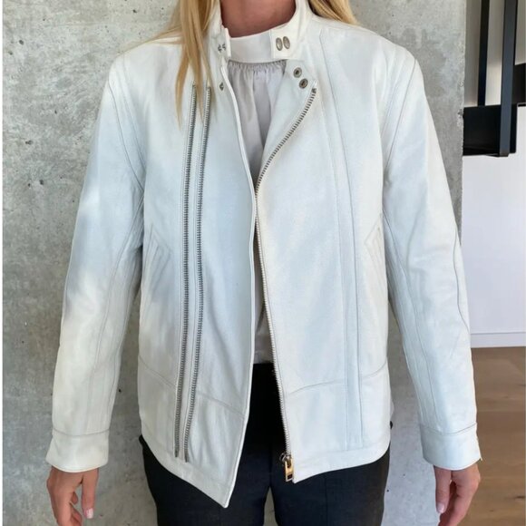 ZADIG & VOLTAIRE White Leather Jacket Size M - Picture 4 of 8